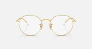 Ray-Ban Jack RB3565 sunglasses, gold-tone round frames with clear lenses