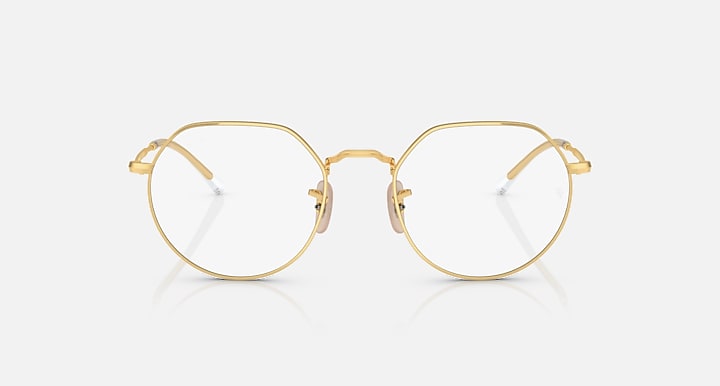Ray-Ban Jack RB3565 sunglasses, gold-tone round frames with clear lenses