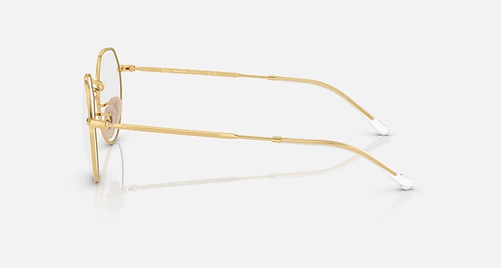 Ray-Ban Jack RB3565 sunglasses, gold-tone thin metal frames with clear lenses