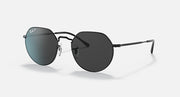 Ray-Ban Jack round sunglasses with black frame and dark gray gradient lenses