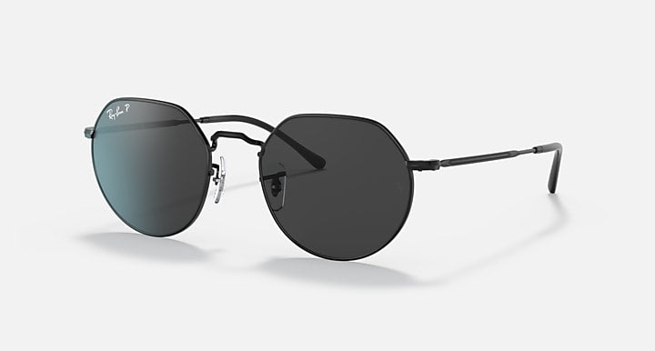 Ray-Ban Jack round sunglasses with black frame and dark gray gradient lenses