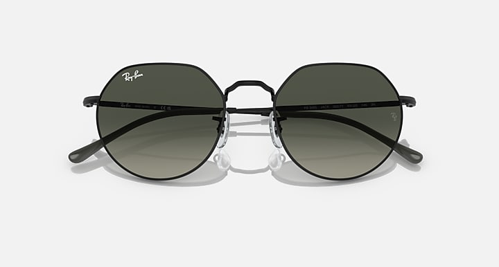 Ray-Ban RB3565 Jack sunglasses with dark lenses, black frames and slim bridge detail