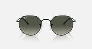Ray-Ban RB3565 Jack sunglasses front view, dark green lenses with black round frames