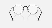Ray-Ban Jack RB3565 sunglasses with black round frames and clear lenses