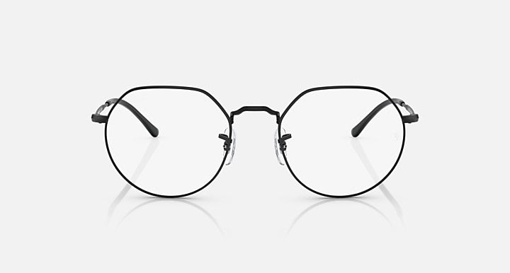 Ray-Ban Jack RB3565 sunglasses with black round frames and clear lenses