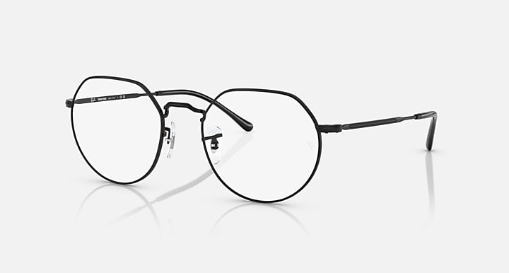Ray-Ban Jack RB3565 sunglasses with black thin metal frames and clear lenses