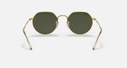 Round metal sunglasses with gold frame and dark green lenses, front view