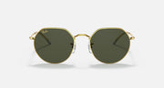 Round metal sunglasses with gold frame and dark olive gradient lenses