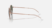 Round sunglasses side view with rose gold frame and brown temple arms