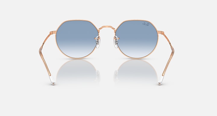 Ray-Ban round sunglasses with rose gold frame and blue gradient lenses