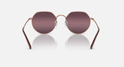 Ray-Ban RB3565 Jack sunglasses with mauve-purple lenses and rose gold round frames