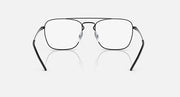 Ray-Ban rectangular sunglasses with dark frames and clear lenses, front view