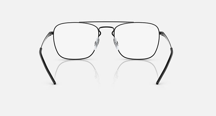Ray-Ban rectangular sunglasses with dark frames and clear lenses, front view
