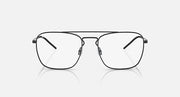 Ray-Ban rectangular sunglasses with dark frames, clear lenses, and metal bridge