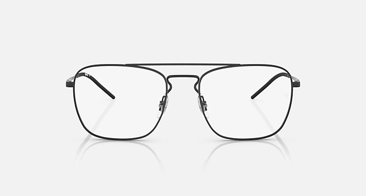 Ray-Ban rectangular sunglasses with dark frames, clear lenses, and metal bridge
