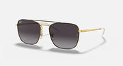 Square cat-eye sunglasses with gold frame and dark brown gradient lenses