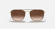 Square sunglasses with gold frame and brown gradient lenses