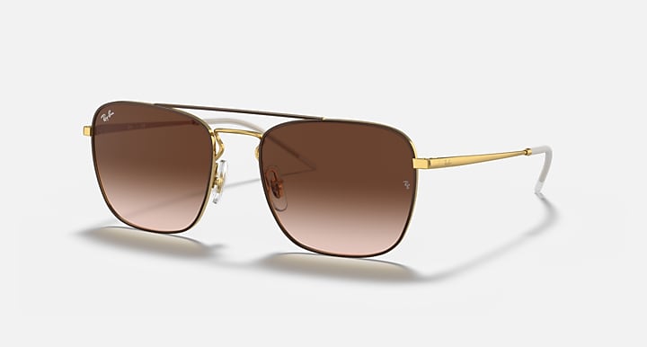 Square sunglasses with gold frame and brown gradient lenses