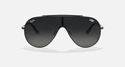 Aviator-style sunglasses with black frames and dark smoke lenses, front view