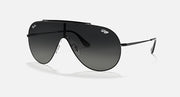 Ray-Ban aviator-style sunglasses with black frames and dark smoke lenses