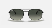 Front-view sunglasses with dark green lenses and black metal frame