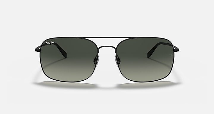 Front-view sunglasses with dark green lenses and black metal frame