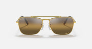 Caravan-style sunglasses, gold frame with dark brown gradient square lenses