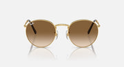 Gold-tone round sunglasses with brown gradient lenses, front view with visible bridge