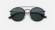 Ray-Ban double-bridge sunglasses, front view with dark green-tinted lenses