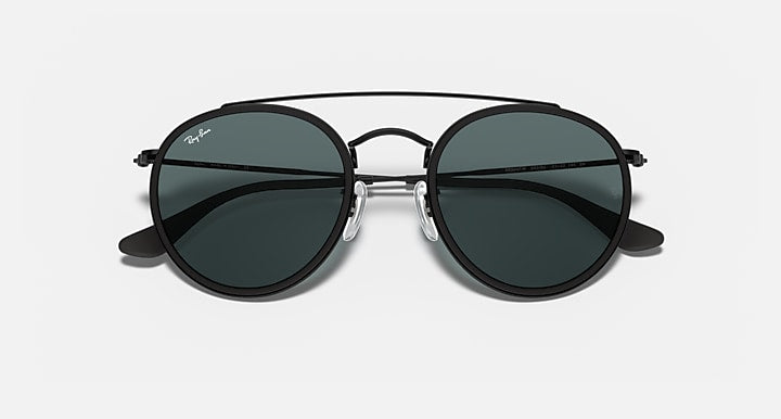 Ray-Ban double-bridge sunglasses, front view with dark green-tinted lenses