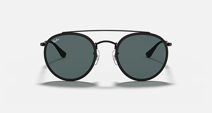 Ray-Ban double-bridge sunglasses, round dark lenses with black frame