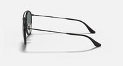 Ray-Ban double-bridge sunglasses, side view of black metal frame and temple