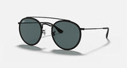Ray-Ban double-bridge sunglasses with dark lenses and black metal frame