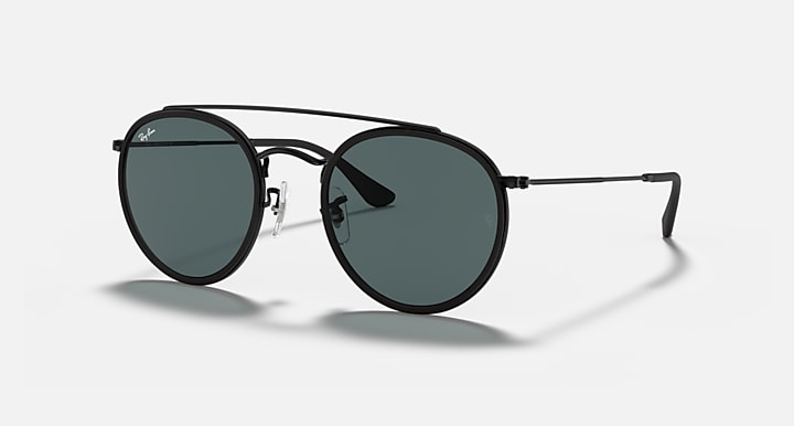 Ray-Ban double-bridge sunglasses with dark lenses and black metal frame