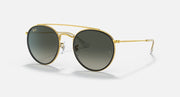 Ray-Ban round sunglasses with double bridge and gold frame, dark gradient lenses