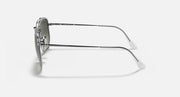 Gunmetal hexagonal sunglasses showing side profile with dark lens and metal arm