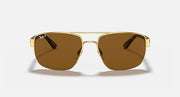 Ray-Ban RB3663 gold sunglasses with brown lenses, front view