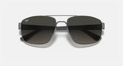 Sunglasses with dark gray gradient lenses and gunmetal frame, front view