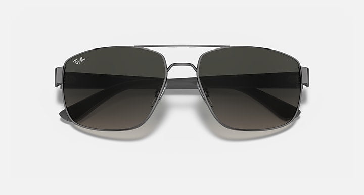 Sunglasses with dark gray gradient lenses and gunmetal frame, front view