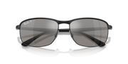 Ray-Ban RB3671CH sunglasses close-up, dark mirrored lenses and metal hinges