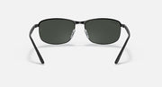 Polarized sunglasses with dark lenses and black frame, front view.