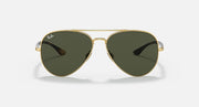 Ray-Ban aviator sunglasses with gold frame and olive-green lenses, front view
