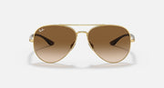 Ray-Ban aviator sunglasses with gold frame and warm brown gradient lenses