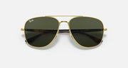 Ray-Ban RB3683 aviator sunglasses, gold frame with dark green mirrored lenses