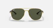 Ray-Ban aviator sunglasses, gold frame with dark green lenses