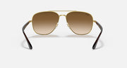 RB3683 aviator sunglasses with gold frame and dark brown lenses