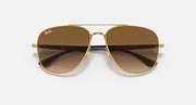 RB3683 aviator sunglasses with gold frame and medium-brown tinted lenses