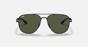 RB3683 aviator sunglasses with black frame and olive green lenses