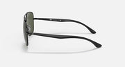 RB3683 aviator sunglasses side view with black frame and dark lenses