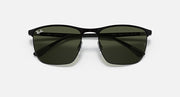 Ray-Ban RB3686 sunglasses, dark green lenses, black frame with slim gold details